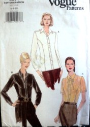 9571 VOGUE COLLAR SS-LS PANEL BLOUSE,TIE,EPAULETTES PATTERN 6-10